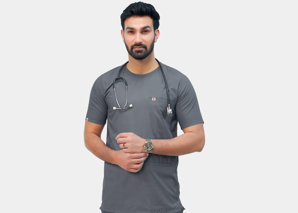 Buy Regal Round Neck medical scrubs online Pakistan — Grey | Medixa