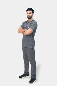 Regal Round Neck doctor scrubs for medical students Pakistan — Grey | Medixa