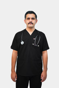 Forte V-Neck medical scrubs Pakistan — Black doctor uniform | Medixa