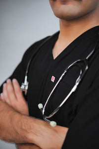 Forte V-Neck scrubs Pakistan — Black doctor scrubs for medical students | Medixa