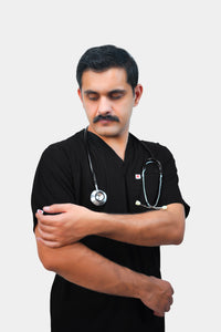 Forte V-Neck medical scrubs buy online Pakistan — Black | Medixa
