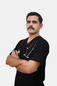 Forte V-Neck medical scrubs for nurses Pakistan — Black | Medixa